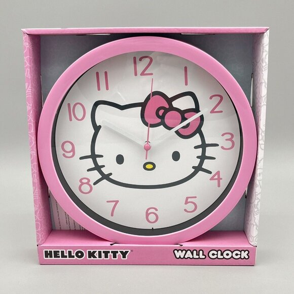 Hello Kitty 9.75" Pink Wall Clock Accutime Watch Corp. 2024 Sanrio HK3059 - Picture 1 of 2